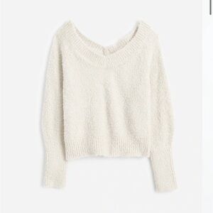 Madewell Double V-Neck Sweater in heather cream 100% cotton Medium NT611